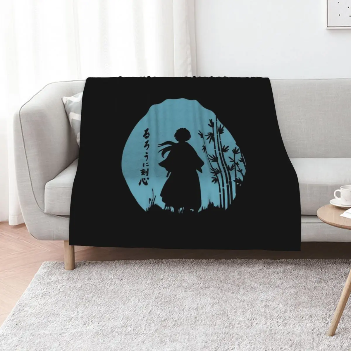 Rurouni Kenshin Retro Vintage Blue -Tshirt Throw Blanket Sofas warm for winter Multi-Purpose Travel Warm Quilt Blankets