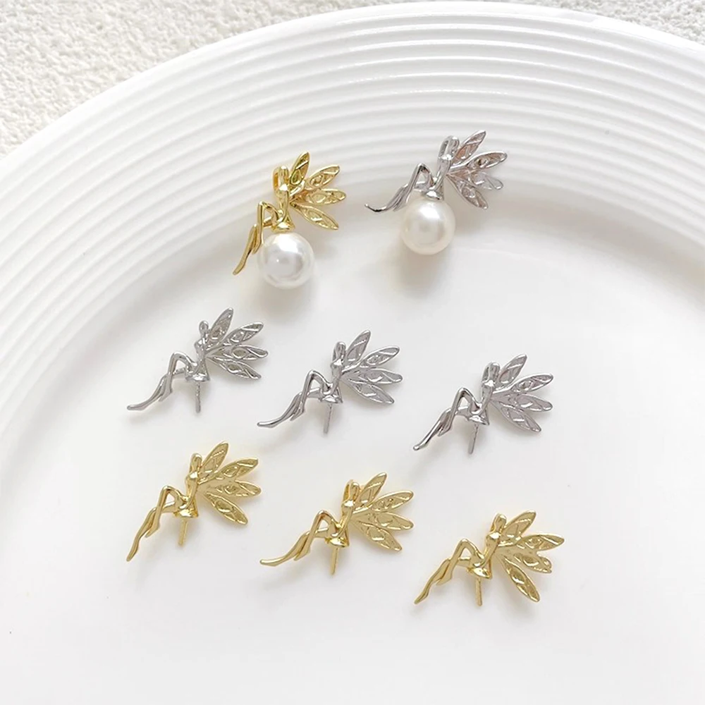 

4 шт., медная золотая подвеска в виде крыла ангела с поддержкой, DIY модные ювелирные изделия, ожерелье, браслет, аксессуары, материалы