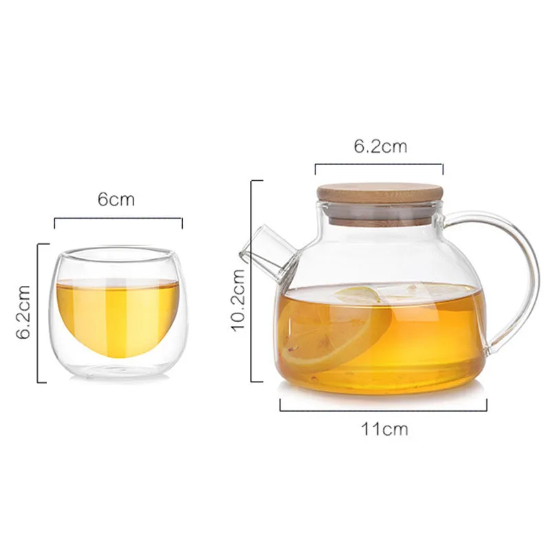 500ml Glass Cup Set Heat Resistant Glass Tea Infuser Tea Pot Double Wall Glass Cup Kung Fu Tea Set Puer Kettle Gas Stove Teapot