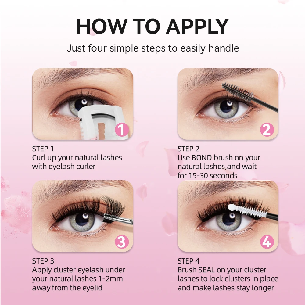 Yelix DIY Eyelash Extension Kit Fluffy Individual Lashes Includes Eyelash Tweezers Lash Bond and Seal Natural Volume Lashes