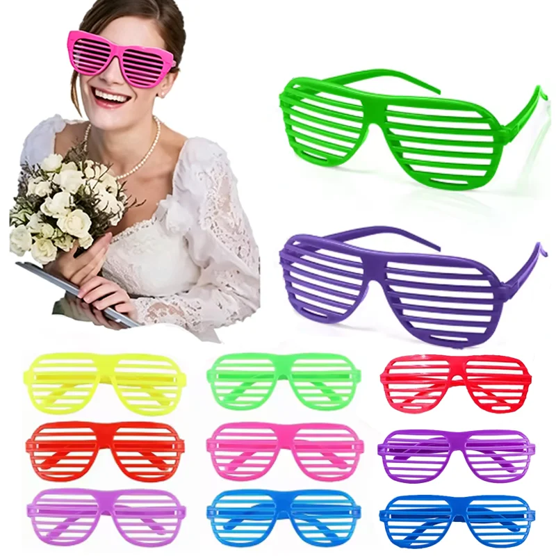 6/12Pcs Colorful Louver Glasses Toys  Birthday Party Gifts Neon Sunglasses Makeup Party Photos Props