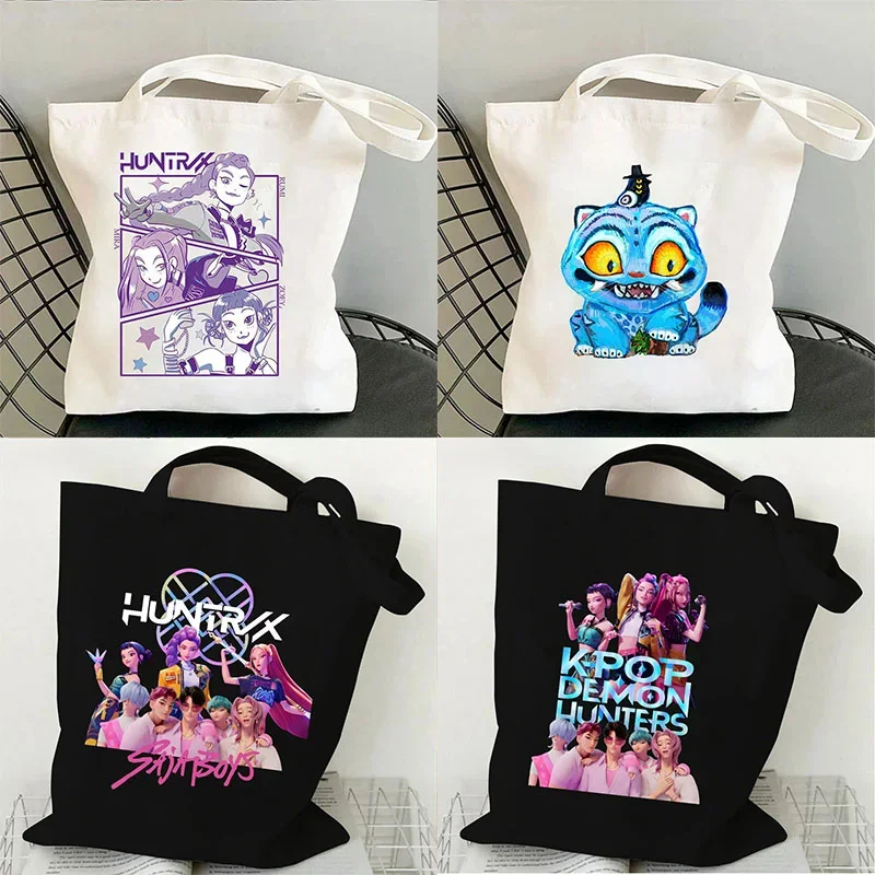 K-Pops شيطان الصيادين تأثيري حقيبة قماش قنب حقائب التسوق Y2k حقيبة تسوق Kawaii تخزين أكياس حقائب كتف لمحبي هدية #2