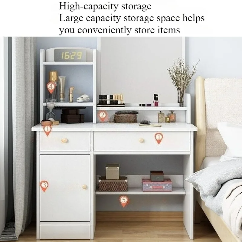 Makeup table bedroom with mirror storage integrated small apartment simple multi-functional e****mical Internet celebritydresser image 2