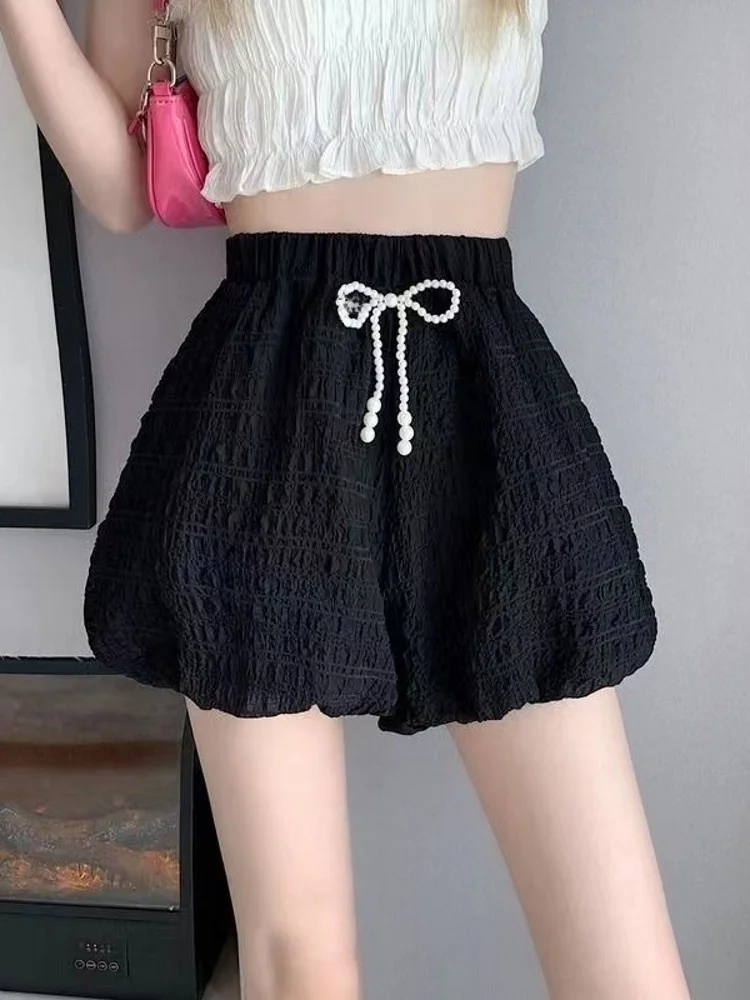 

Summer New Women's Sporty Loose High Waist Short Pants Thin Wide Leg Lantern Pants Casual Comfortable Korean Style Commute