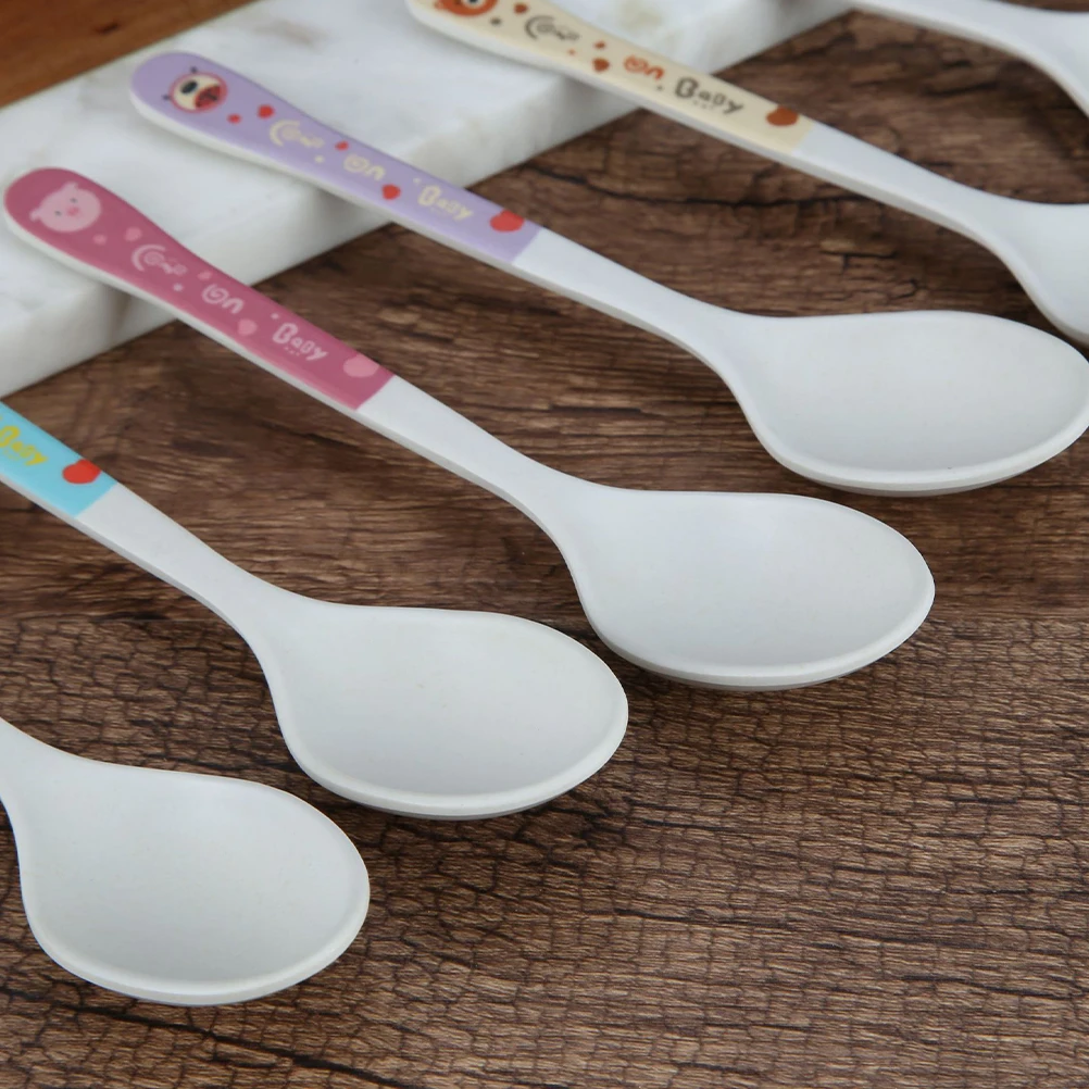 

4pcs Baby Food Infant Spoons for Toddlers Training Kids Utensils Cartoon Silicone Heat Resistant Durable Soft Handle Weaning