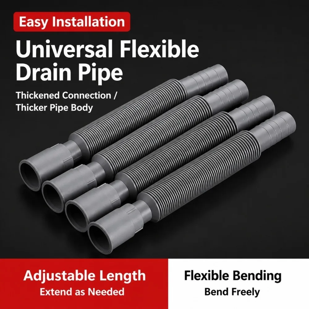 Flexible Silicone Sink Drain Hose Anti Odor Bendable Sink Drain Accessory Easy Install Soft Silicone Replacement Pipe