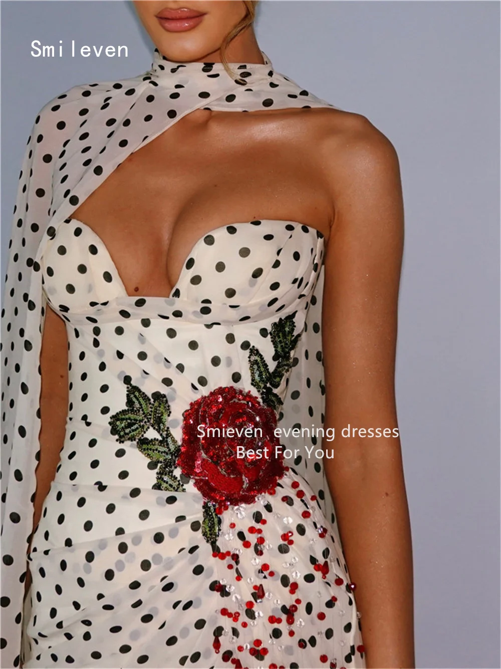 Smileven Luxury Noval Mermaid Dress Sweetheart Formal Prom Dresses Polka Dots Appliques Beading Party Gowns Customized 2026