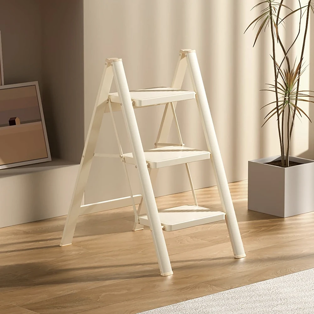 150kg Max Load Indoor Kitchen Home 3 Step Stool Round Tube Steel 2 3 4step Ladder for Adults Metal Step Ladder