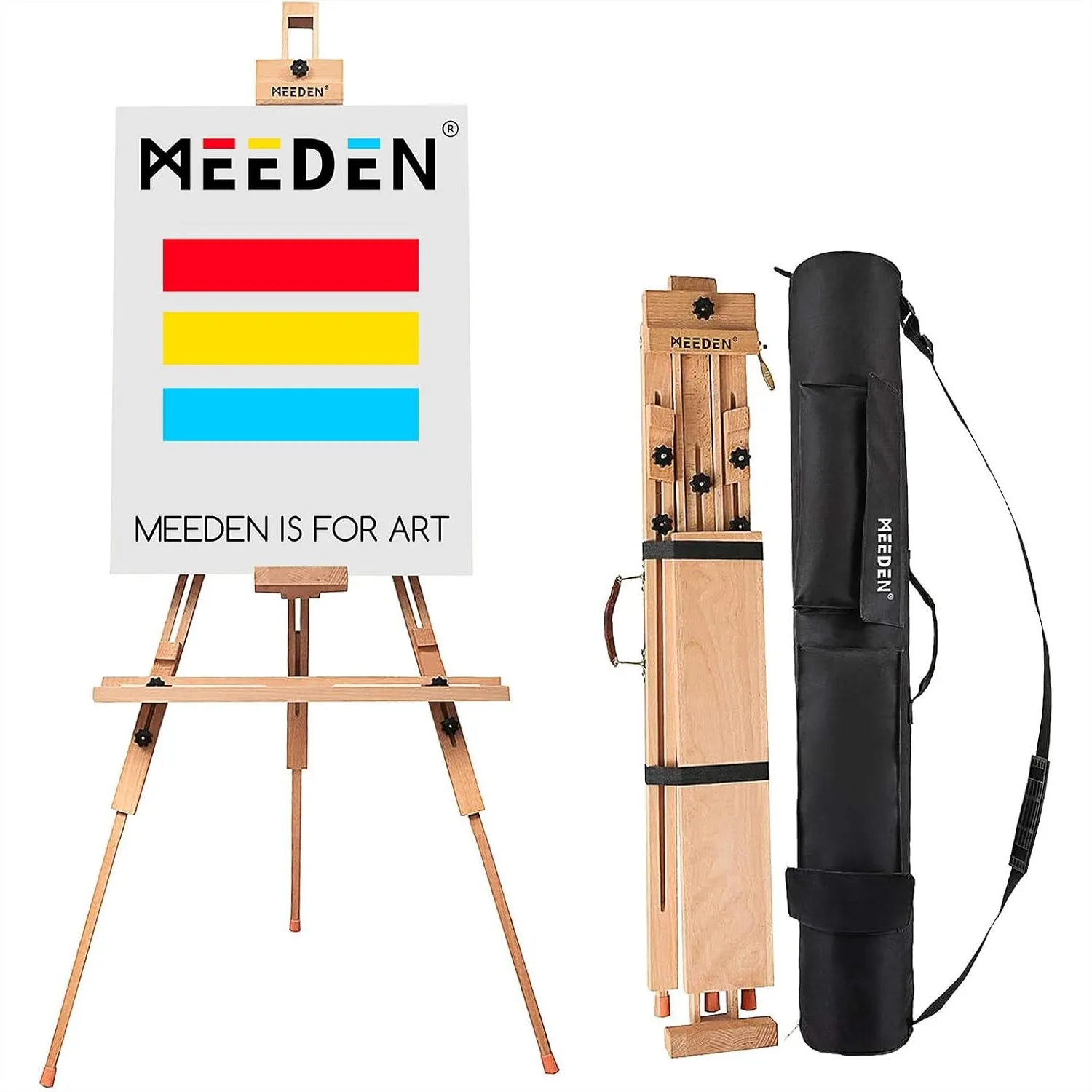 

Portable Beech Wood Tripod Easel for Painting, Foldable Art Easel with Carrying Bag for Indoor Outdoor Use, Holds Canvas up to