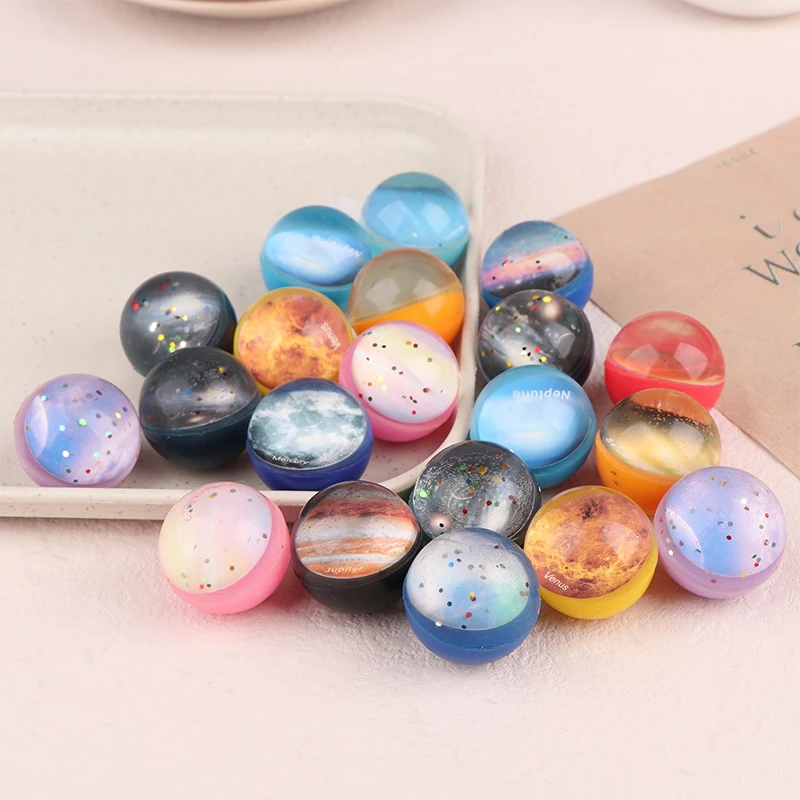 10PCS 30mm Kinder Planet Bouncy Ball Spielzeug Starry Sky Elastische Gummi Solide Springen Ball Kinder Party Spielzeug Geschenk zufällig