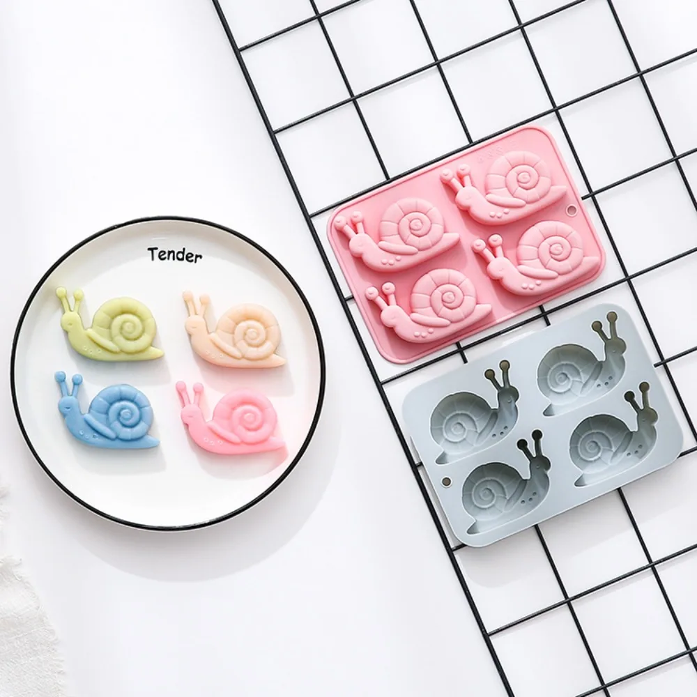 DIY Food Grade Silicone Snail Silicone Molds 4 Cavity 3D Shape Escargot Shape Mold Baking Mould Gummy Candy Making