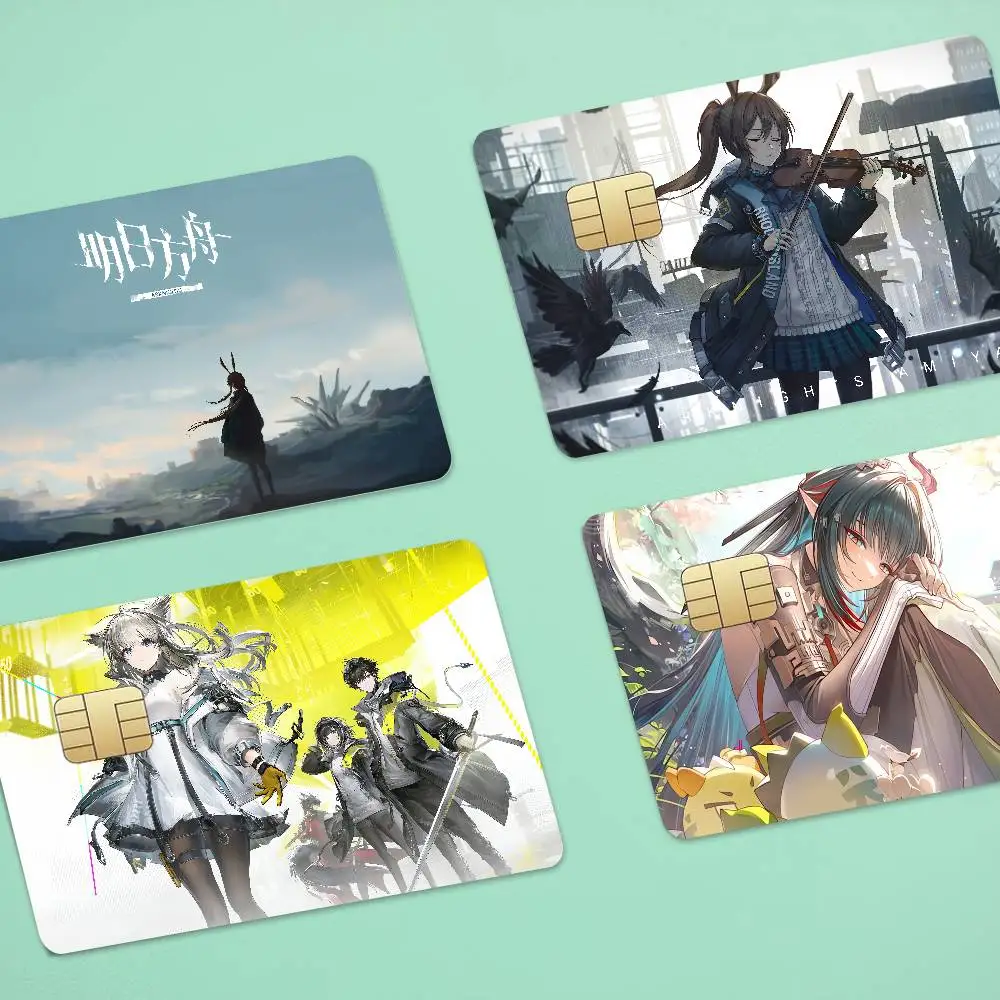 GAME Arknights Game Film Cover Sticker Case For Small Chip Credit Debit Card Front Side 1 Set Of 4 Pcs