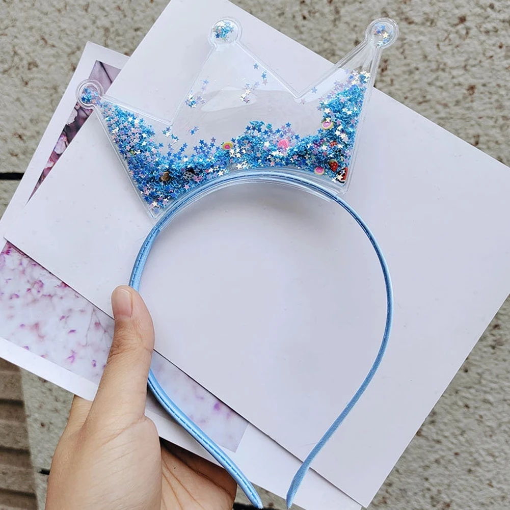 2024 Trendy Bling Crown Hair Band Shiny Sequins Princess Headband for Girls Lovely Hair Accessories For Kids Headwear Birthday