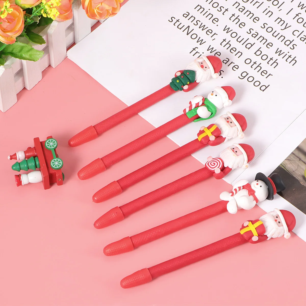 

6Pcs Christmas Cartoon Ballpoint Pens Smooth Writing School Supplies Gifts for Kids Students Office Promotion Lovely Cartoon Pen