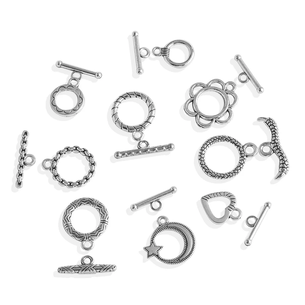 10Sets Screw thread OT Clasp Connector Toggle Buckle Antique Silver Color For Jewelry Making DIY Bracelet Necklace Accessories