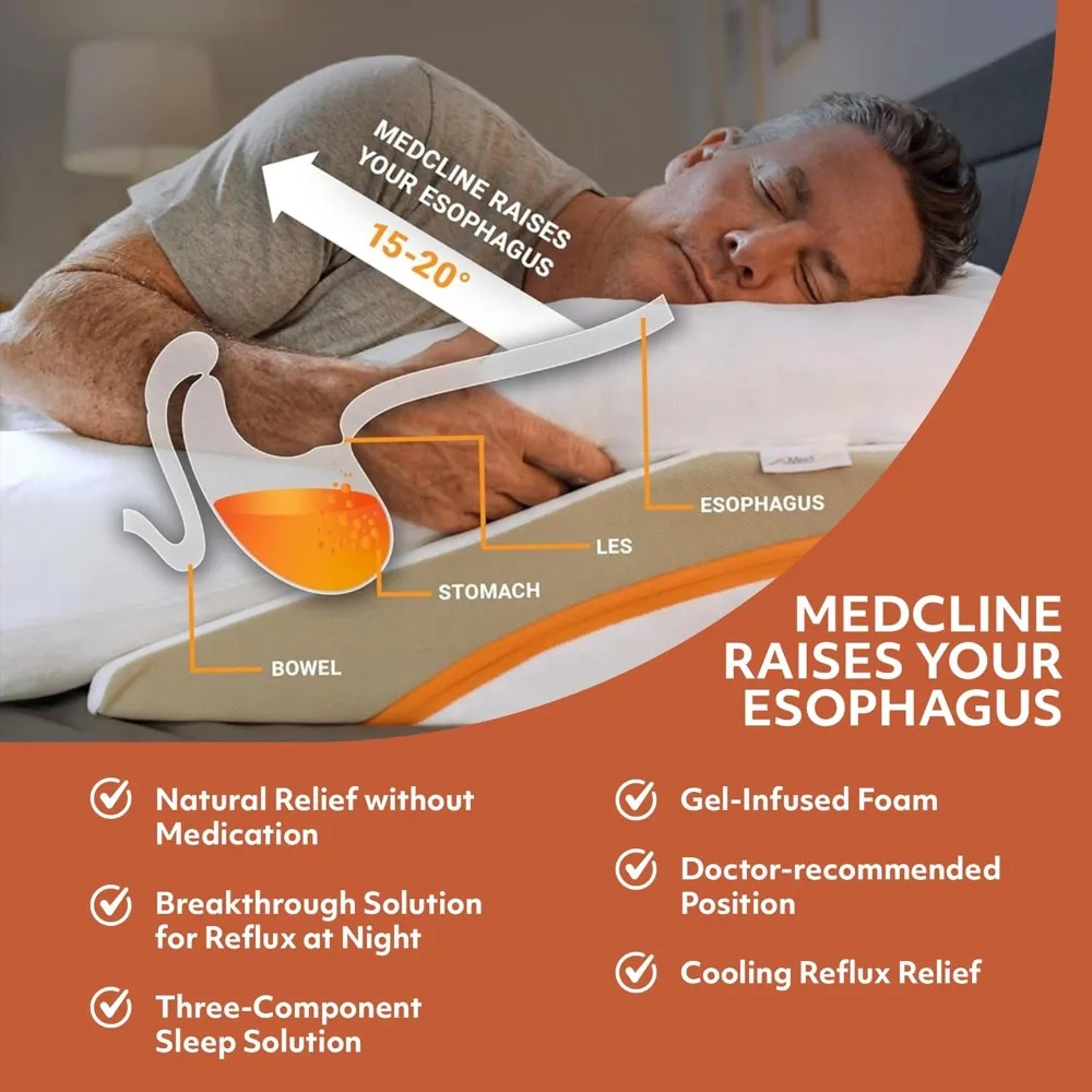 

Reflux Relief System, Bed Wedge Pillow for Acid Reflux and GERD Relief with Therapeutic Body Pillow, Insert, and Covers,