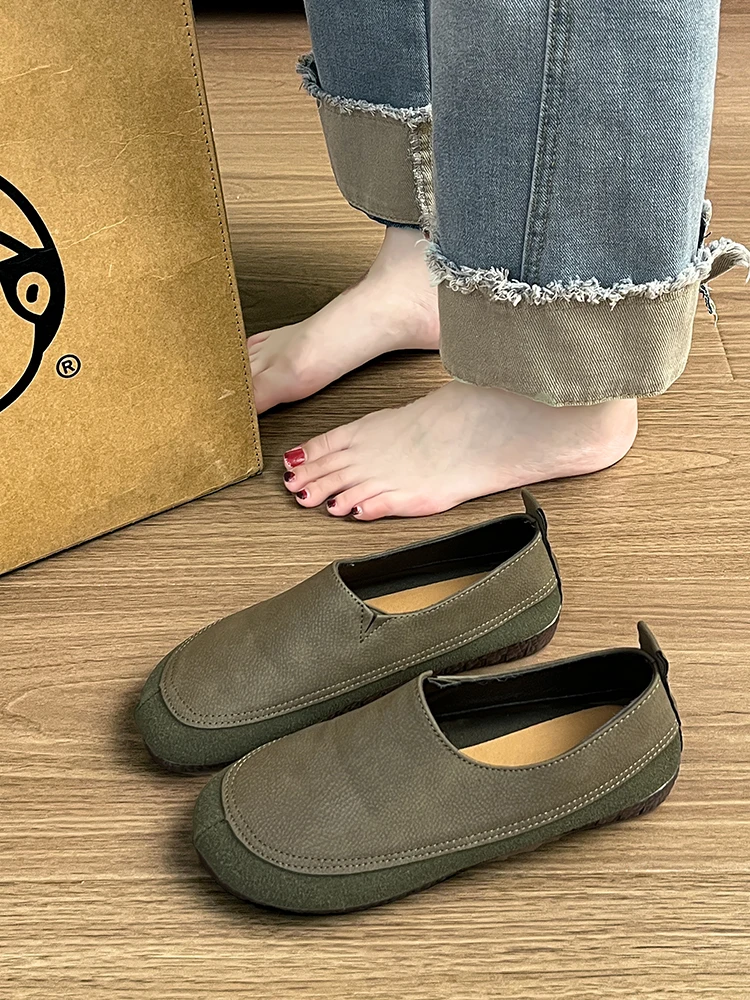 Shoes Woman 2024 Soft Casual Female Sneakers Autumn Shallow Mouth Modis Flats Round Toe New Grandma Fall Cute Moccasin Dress