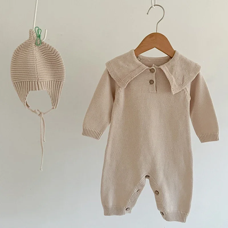 الخريف الطفل السروال القصير قبعات الملابس مجموعات الوليد فتاة الصبي محبوك حللا وتتسابق الشتاء طويلة الأكمام طفل رضيع وزرة 2 قطعة