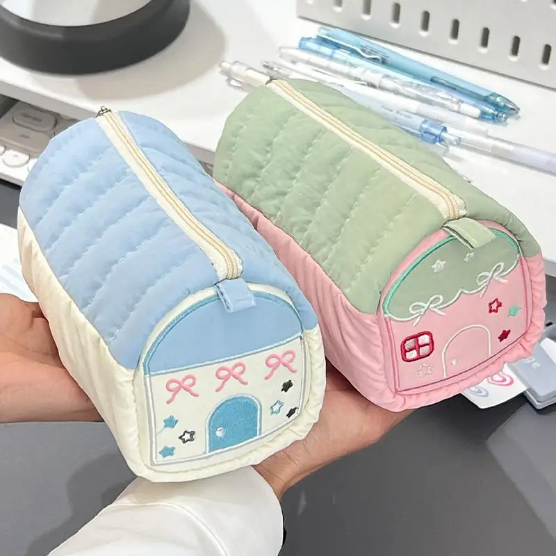 Creative Pink Little House Pencil Case Student Large-capacity Multi-layer 3D Pencil Bags Super Soft Stationery Storage Bag