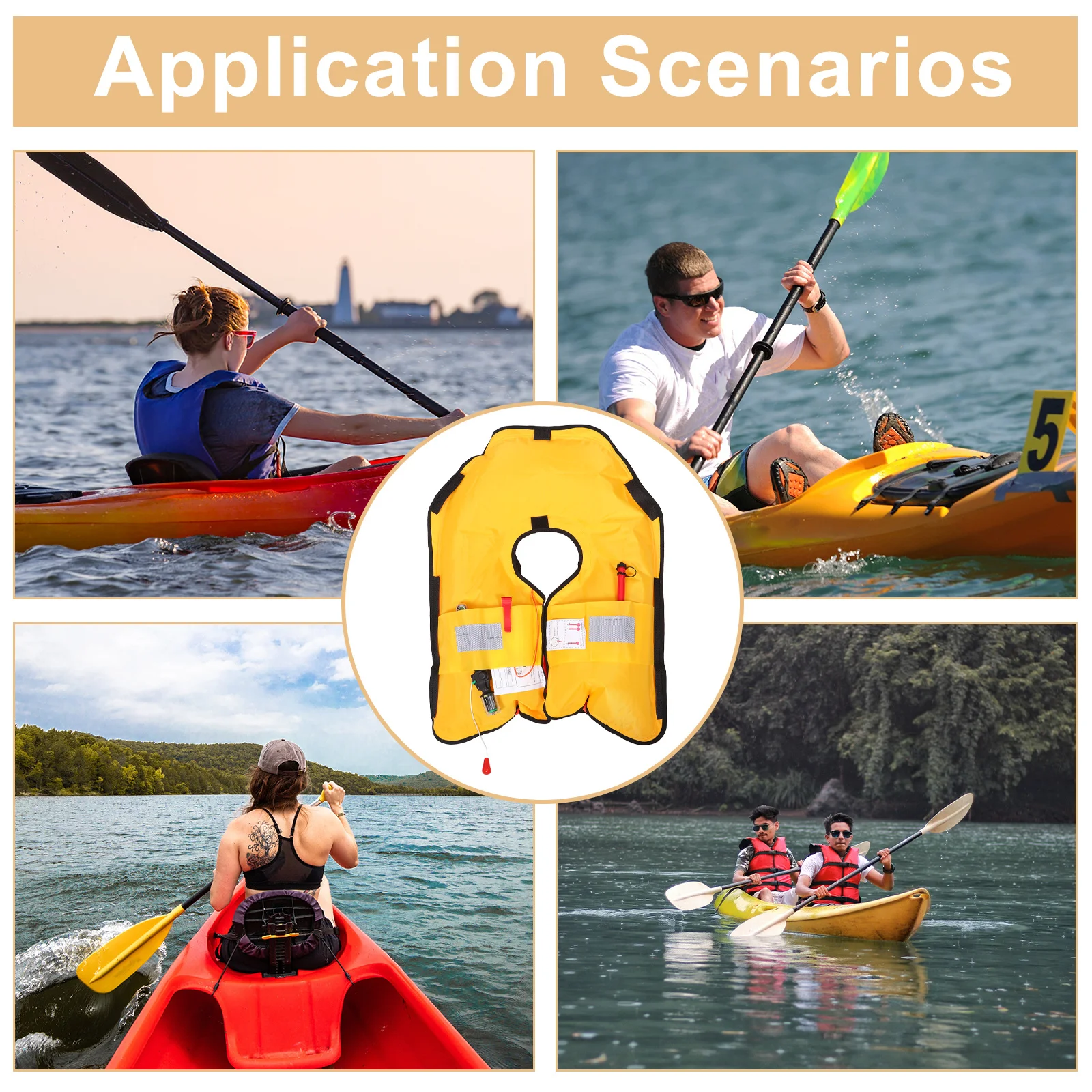 سترة نجاة أوتوماتيكية قابلة للنفخ للبالغين - سترة سباحة قابلة للتعديل مع شرائط عاكسة - نفخ سريع للتجديف بالغطس والتجديف #3