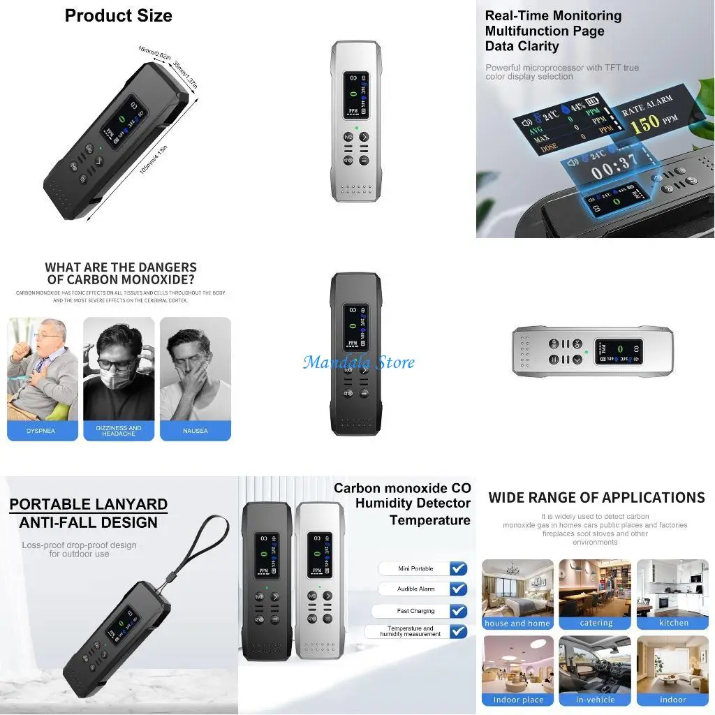 

U2JC Carbon Monoxide Detectors CO PortableMonitor with Temperature & Humidity Dsiplay