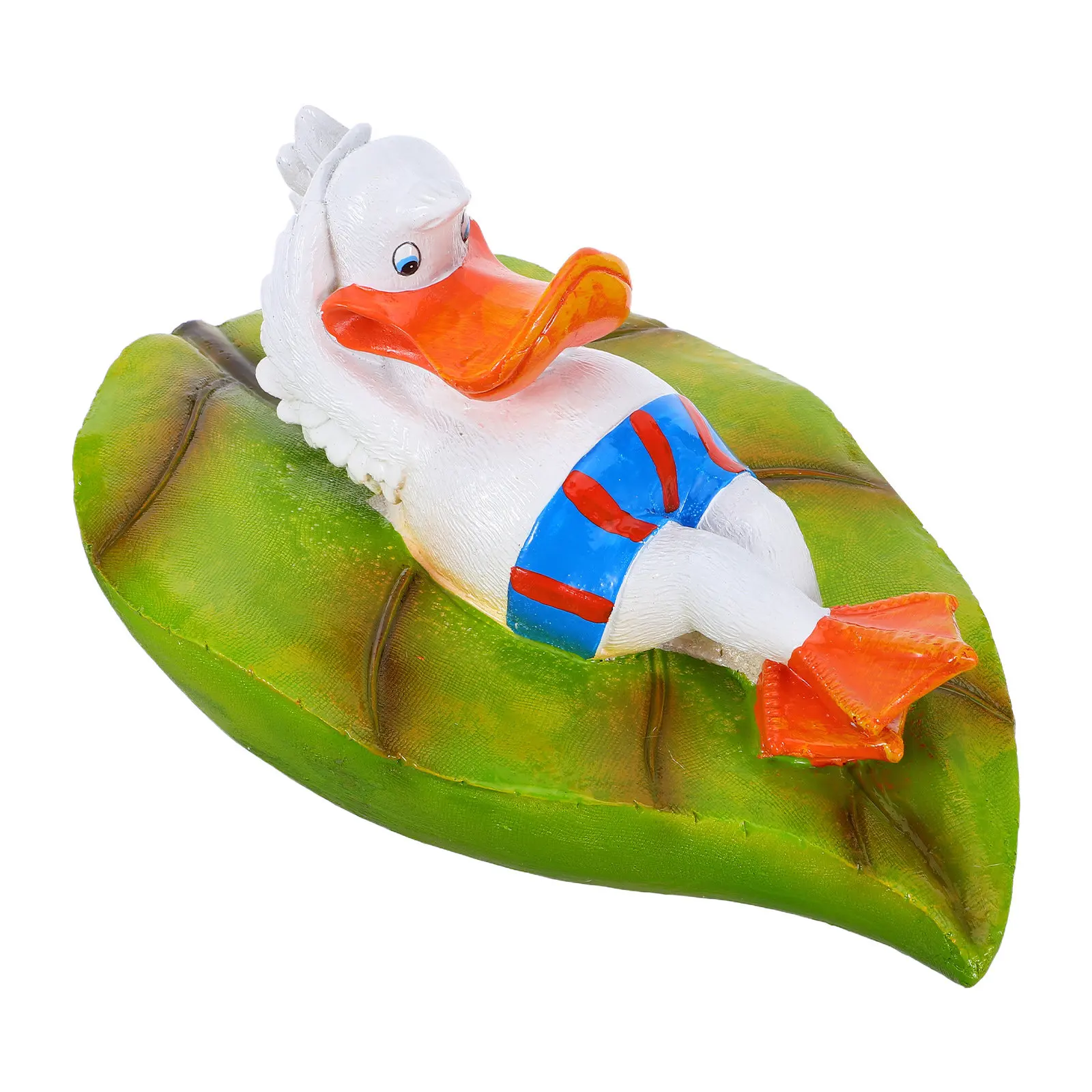 Floating Resin Duck Statue on Leaf Ornament Pond Float Figurine Garden Water Decoration Landscape Pond Decorative Accessory
