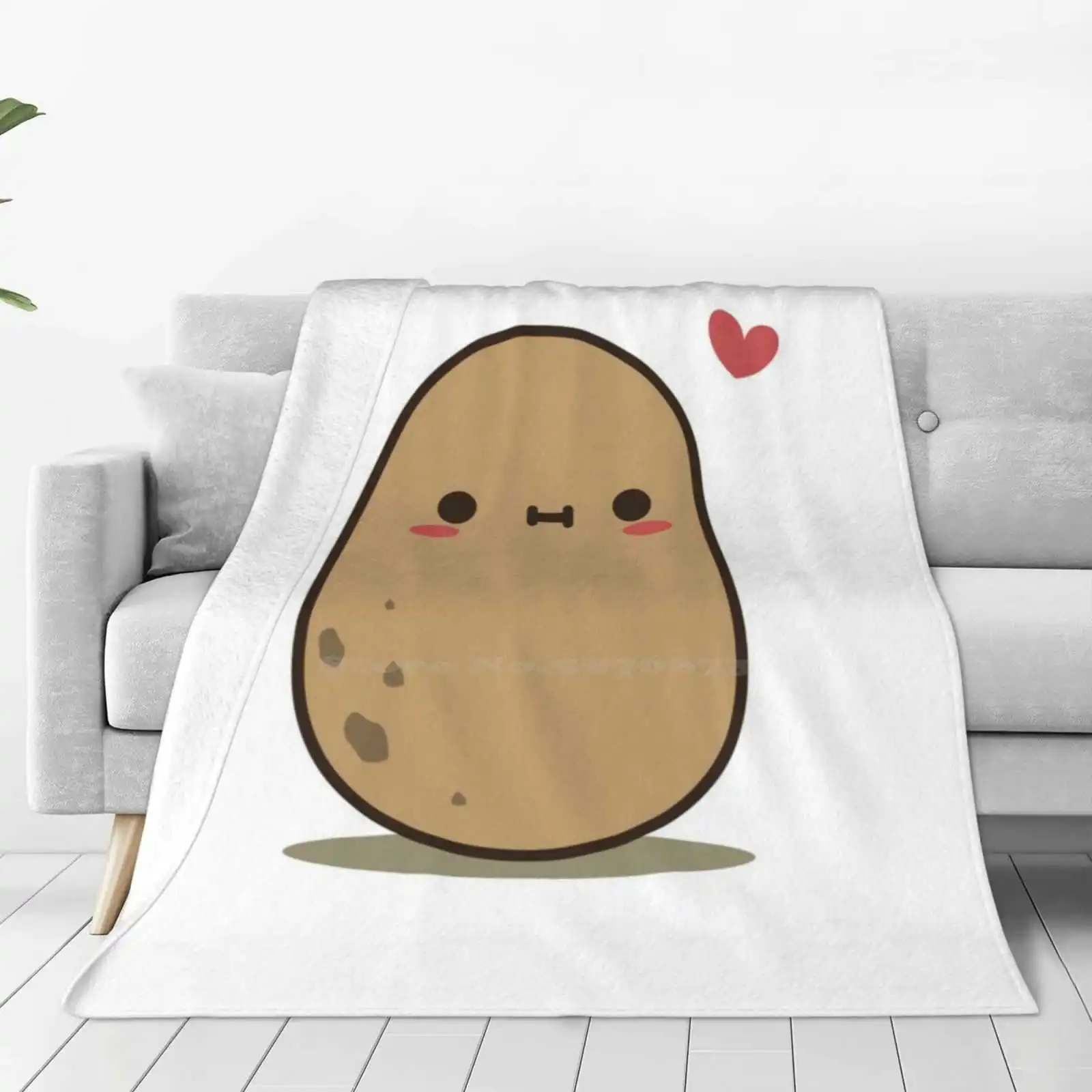 Cute Potato In Love All Sizes Soft Cover Blanket Home Decor Bedding Cute Potato Valentine Holiday Cartoon Fall In Love Potato