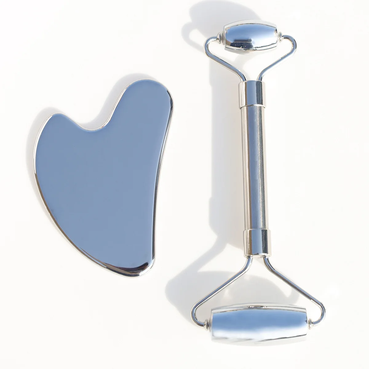 Stainless Steel Meridian Gua Sha Scraper Double Roller Facial Massager Eye Firming Lifting Beauty Tool