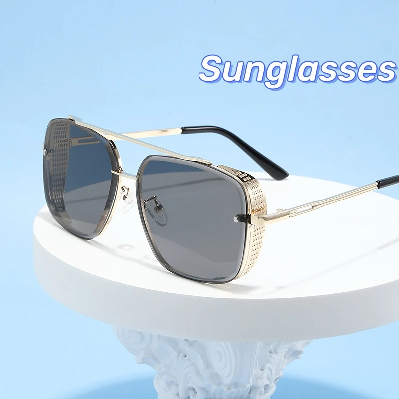 

2024 New Double Beam Metal Gradient Sunglasses Summer Men and Women Punk Sunglasses Trendy Outdoor UV400 Sunshade Sunglasses