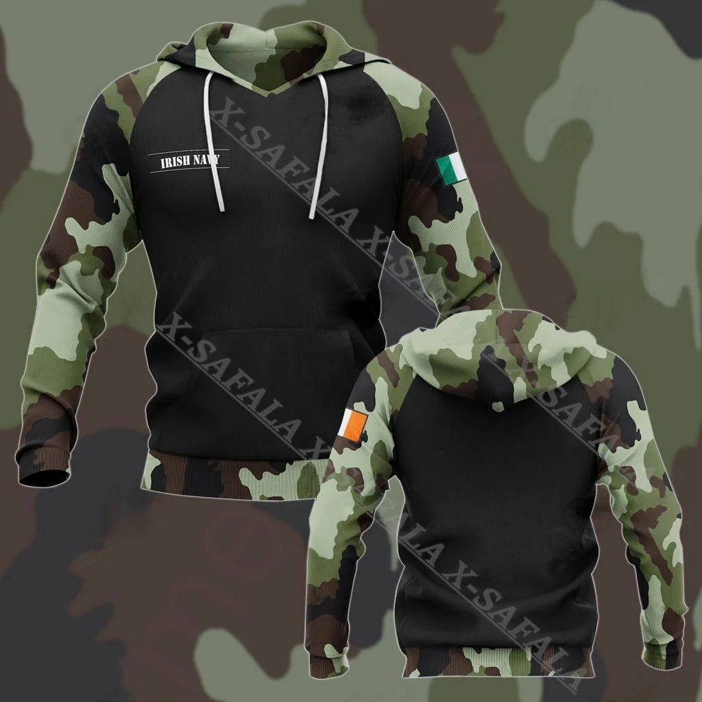 IRISH NAVY SOLDIER FLAG Coat Of Arms 3D Print Zipper Hoodie Men Pullover Sweatshirt Hooded Jersey Tracksuits Outwear Coat Casual