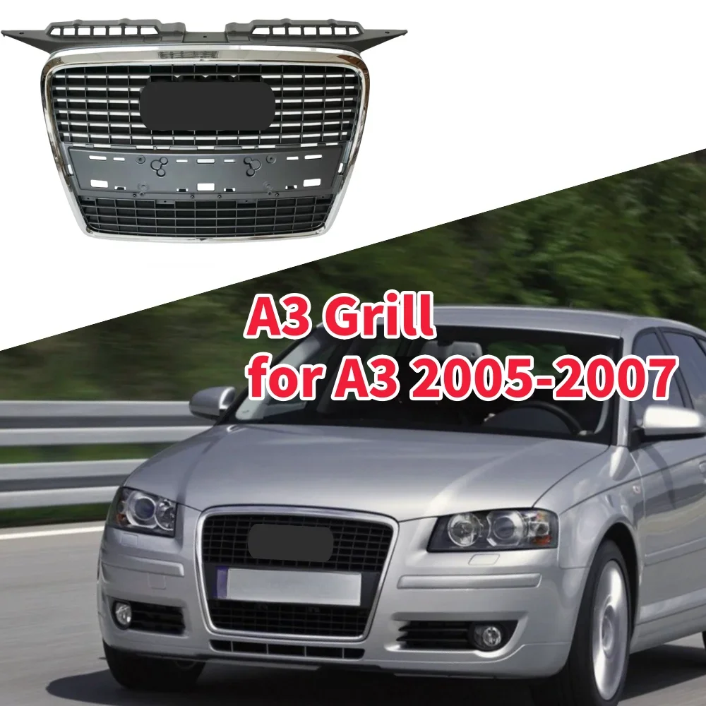 Racing Grills Front Hood Grille Car Front Bumper Grill Center Grille for A3/RS3 Grill for  A3 2005-2007（not for Sline）