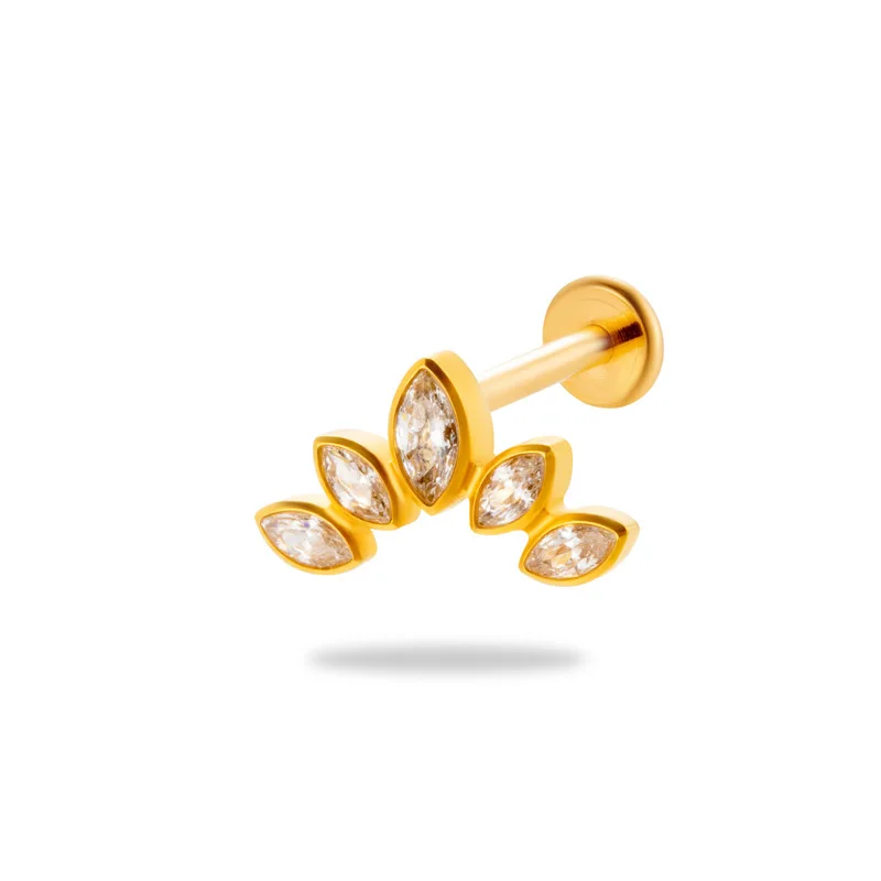 

1PC G23 Titanium ASTM F136 Piercing Labret Studs Horse's Eye Leaf Zircon Internal Thread Ear Lip Stud Tragus Cartilage Jewelry