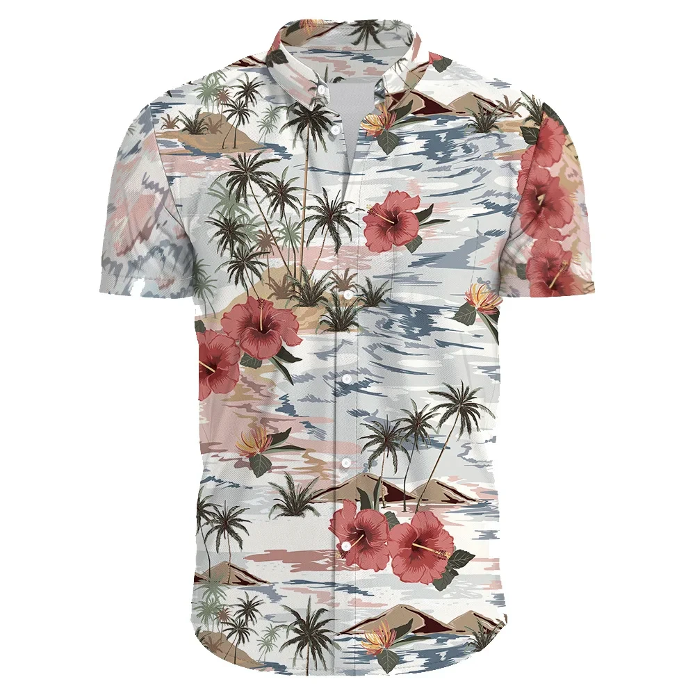 Hawaiian Flower Casual Men Shirts 3D Print Man/Women Fashion Short Sleeves Shirt Lapel Button Tops Oversized Unisex Clothes