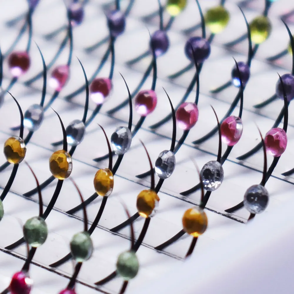 Multicolor Glitter Eyelashes 3D Mink Effect | Diamond-Embedded Party Lashes for Stage/Cosplay - Reusable Dramatic Wispy Glam