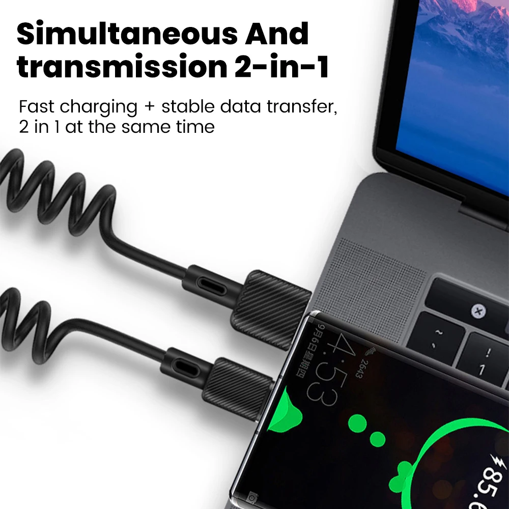 2026 نوع A إلى C كابل الربيع 66 واط شحن سريع 35 سنتيمتر-1.5 متر USB نوع C كابل بيانات آيفون 15 سامسونج شاومي هواوي USB C كابل #6