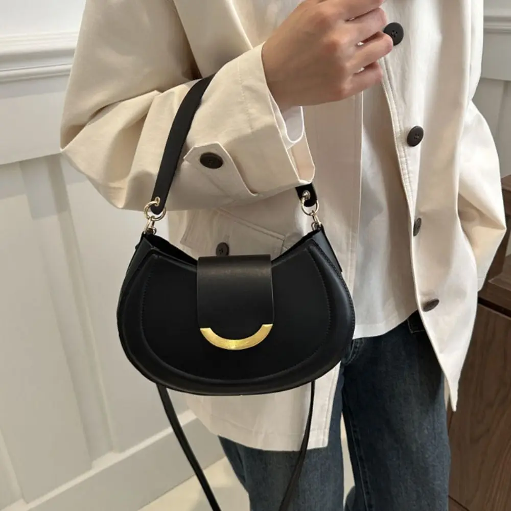 

Portable PU Leather Small Shoulder Bag Half-Moon Large Capacity Girls Crossbody Bag Simple Ladies Messenger Bag Gifts