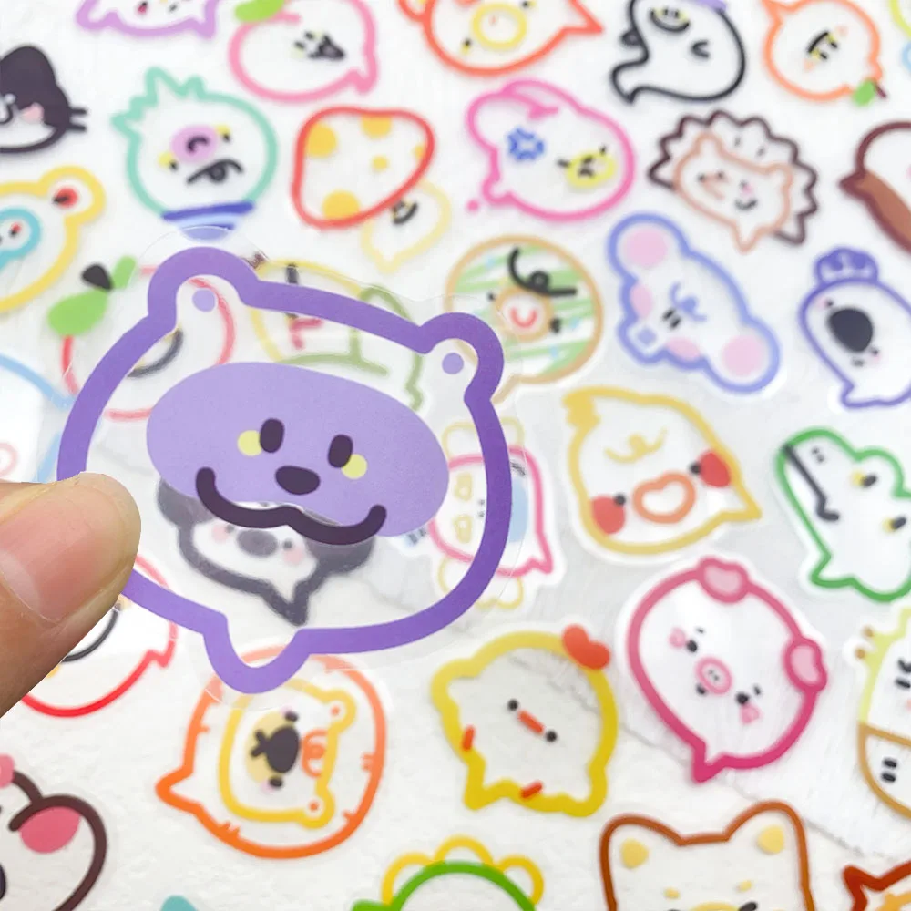 50pcs Fun Cartoon Bubble Transparent PET Stickers Decals For Laptop Suitcase Skateboard Refrigerator DIY Aesthetic Stickers