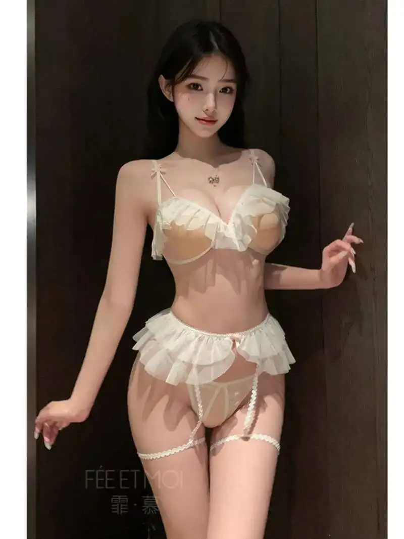 

Exotic Summer Fashion Women's Clothing Exposed Chest Pleated Edges Chiffon Perspective Sweet Cute Girl Style Shorts Sets N3YG