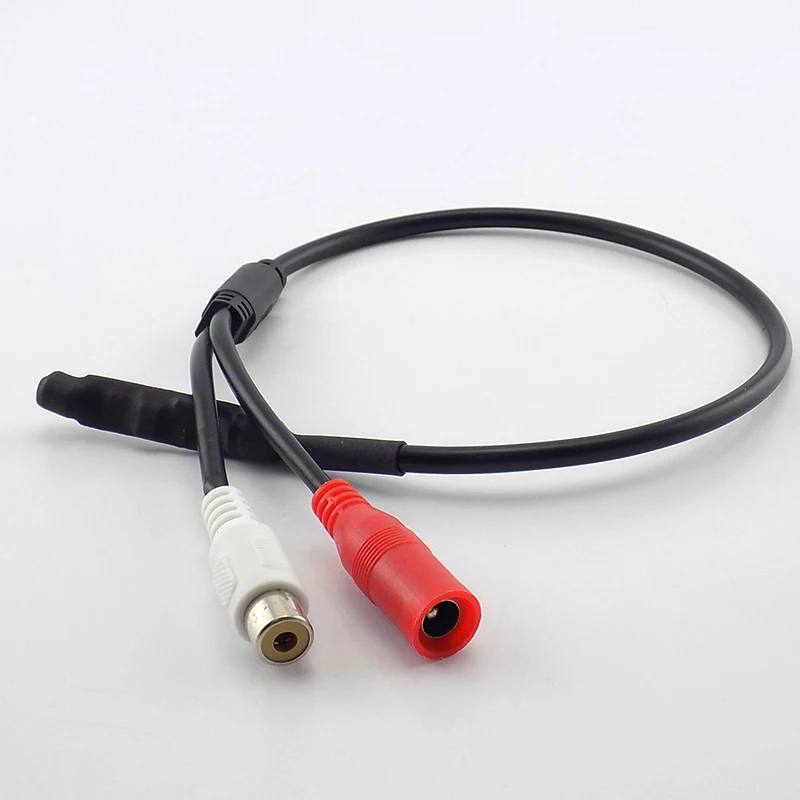 Mini Microphone Pickup DC 12V Sound Monitor Audio Pickup Audio RCA Power Cable for Cctv Camera DVR System Video Surveillance D5