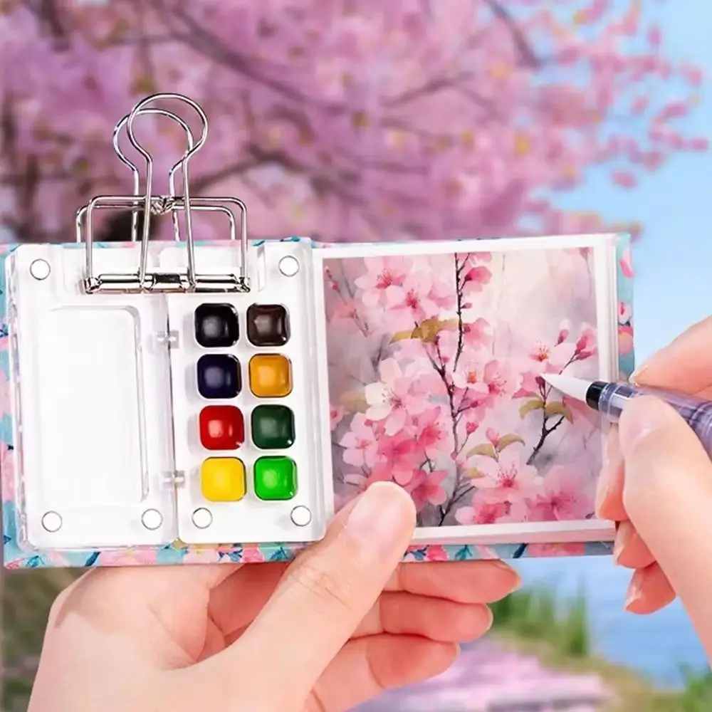 

Palettes Portable Travel Painting Set 8 Grid Mini Size Mini Watercolor Palette Foldable Acrylic Mini Paint Tray Drawing Practice