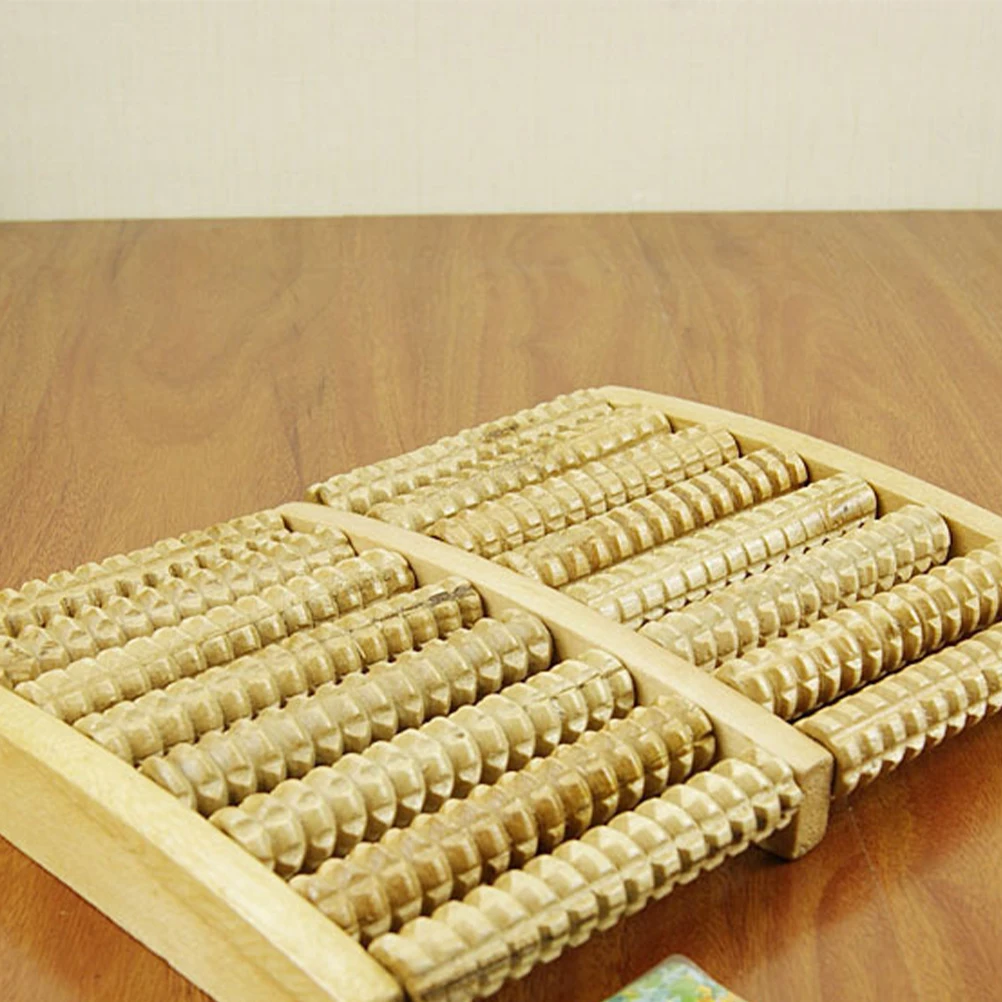 

8-Row Foot Massager Roller Wooden Wheel Massager Wood Roller Foot Trigger Point Acupuncture Massager