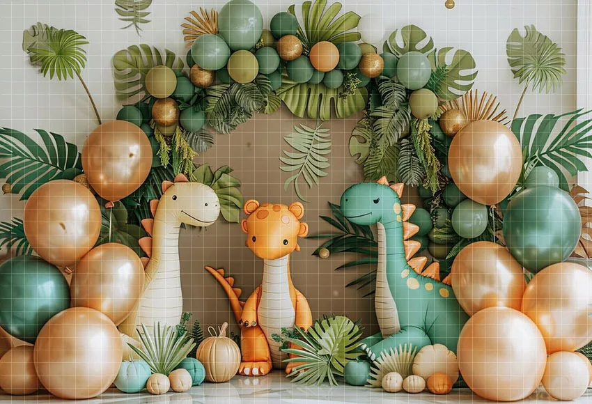 Mehofond Photography Background Dinosaur Mermaid Bear Balloon Kids Birthday Party Cake Smash Portrait Decor Backdrop Photo Studi