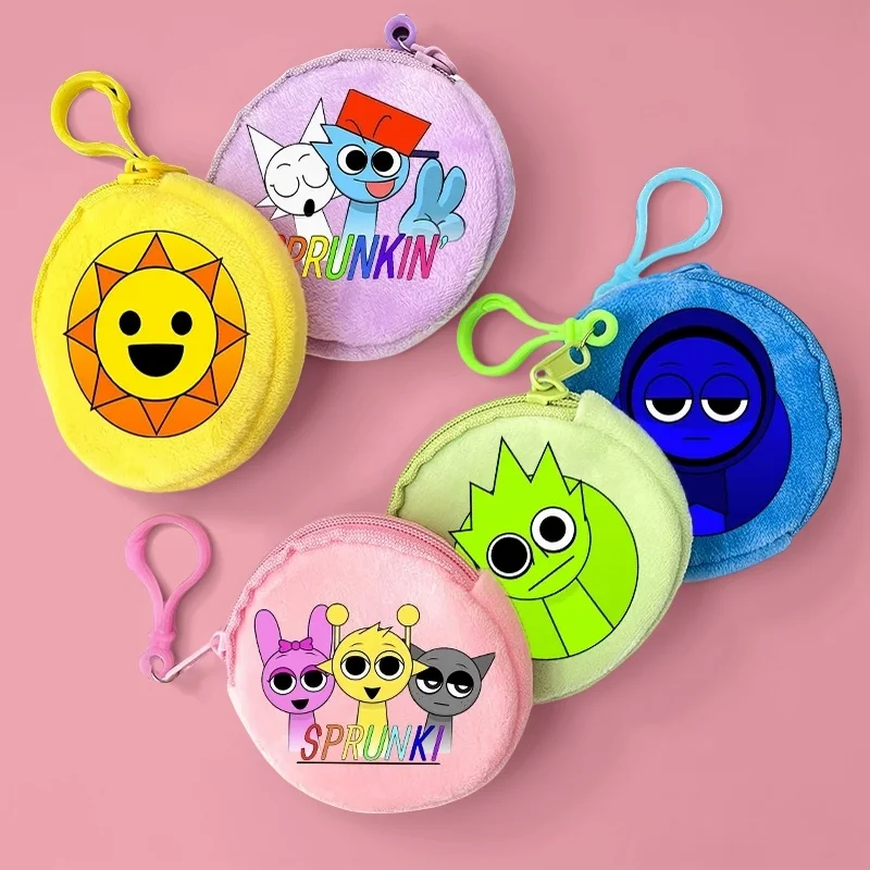 Kawaii Sprunki Cartoon pluszowa portmonetka śliczny portfel z nadrukiem kreskówkowym dla chłopców i dziewcząt modna torba do przechowywania słuchawek na zamek błyskawiczny