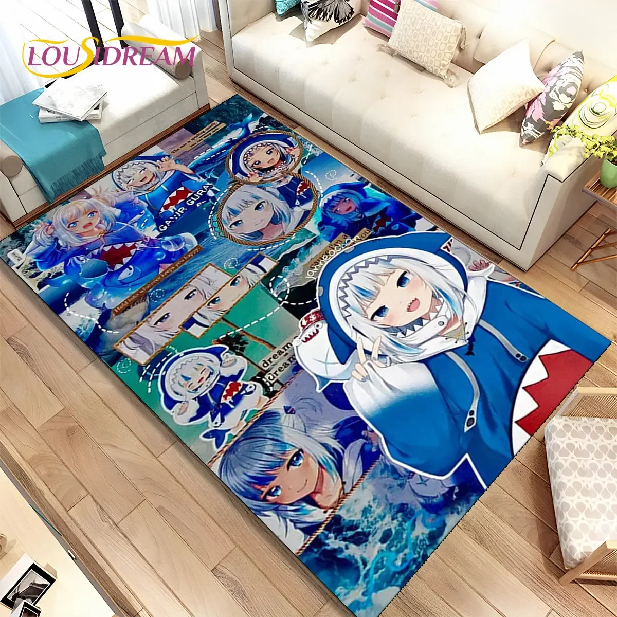 Gawr Gura Hololive Cute Anime Area Rug Large,Carpet Rug for Living Room Bedroom Sofa Doormat Decoration,kids Non-slip Floor Mat