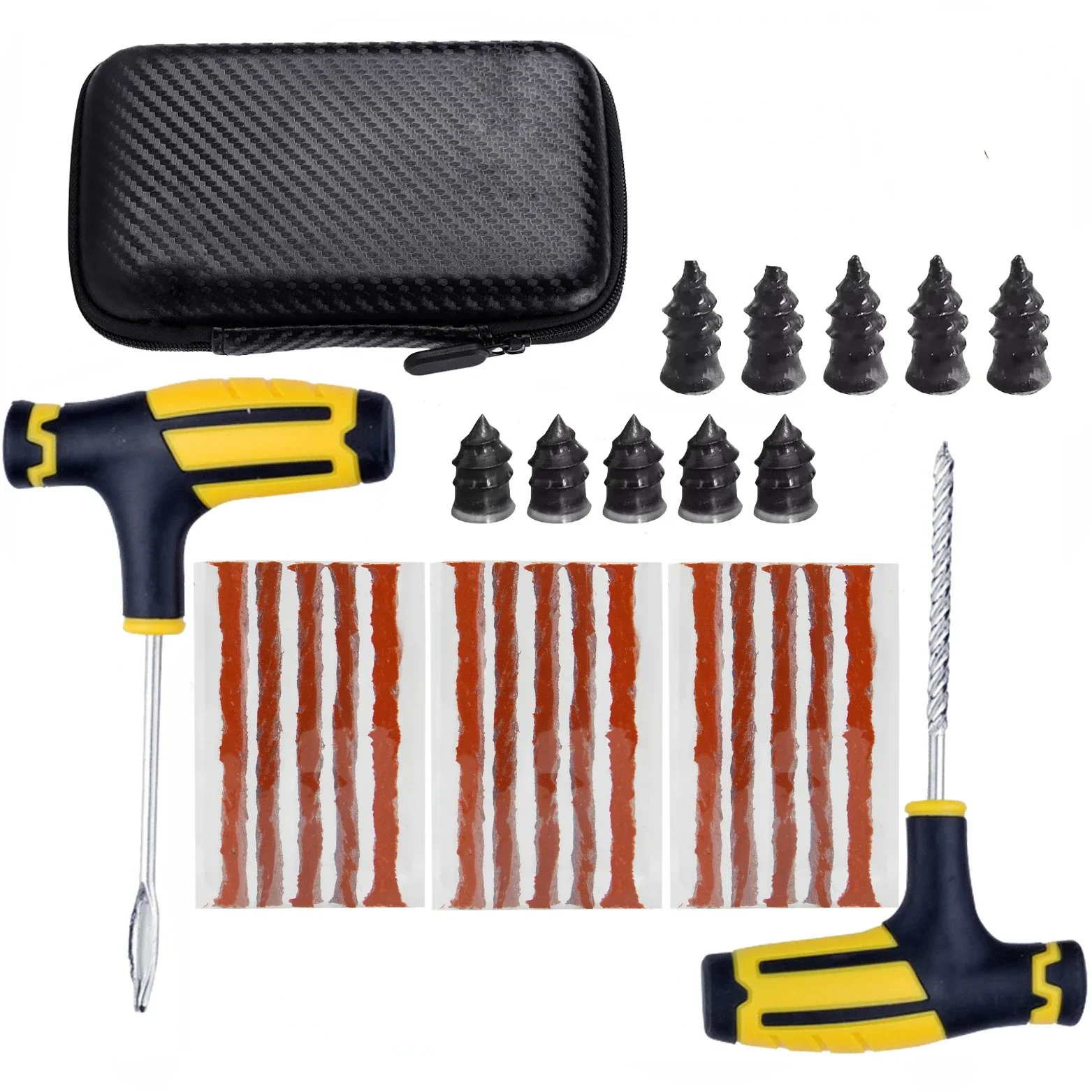 23/28Pcs Car Tire Repair Kit Puncture Plug Tools Tyre Puncture Emergency for Tire Strips Stirring Glue Repair Tool Kit