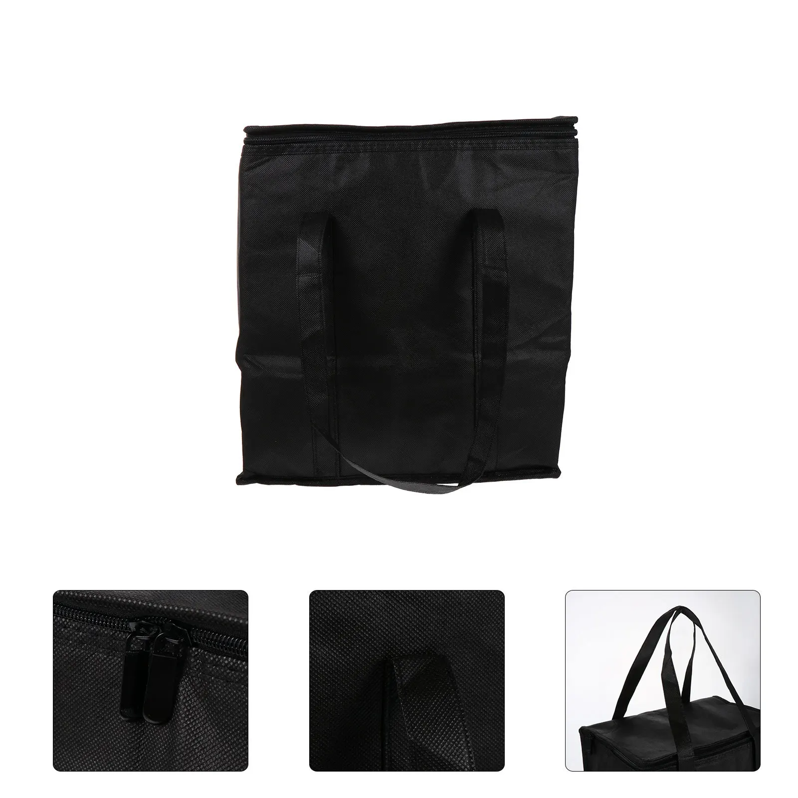 1 قطعة حقيبة حرارية سوداء نسيج ناعم ملمس مريح Handfeel متعدد الأغراض معزول برودة نزهة الغداء حمل سهلة التنظيف