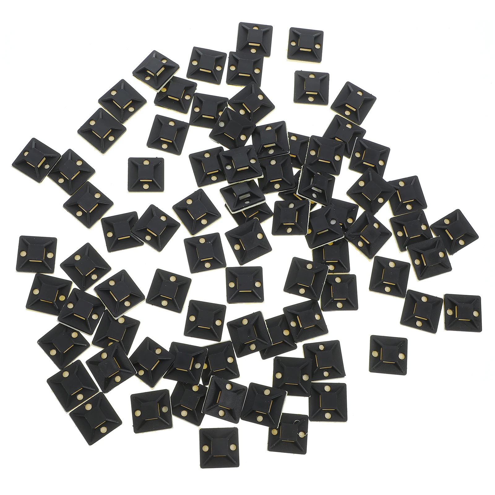

100pcs Cable Tie Mounting Base Self Adhesive Zip Tie Holder Compact ABS Secure Screw Hole Wire Management Holders for Cords