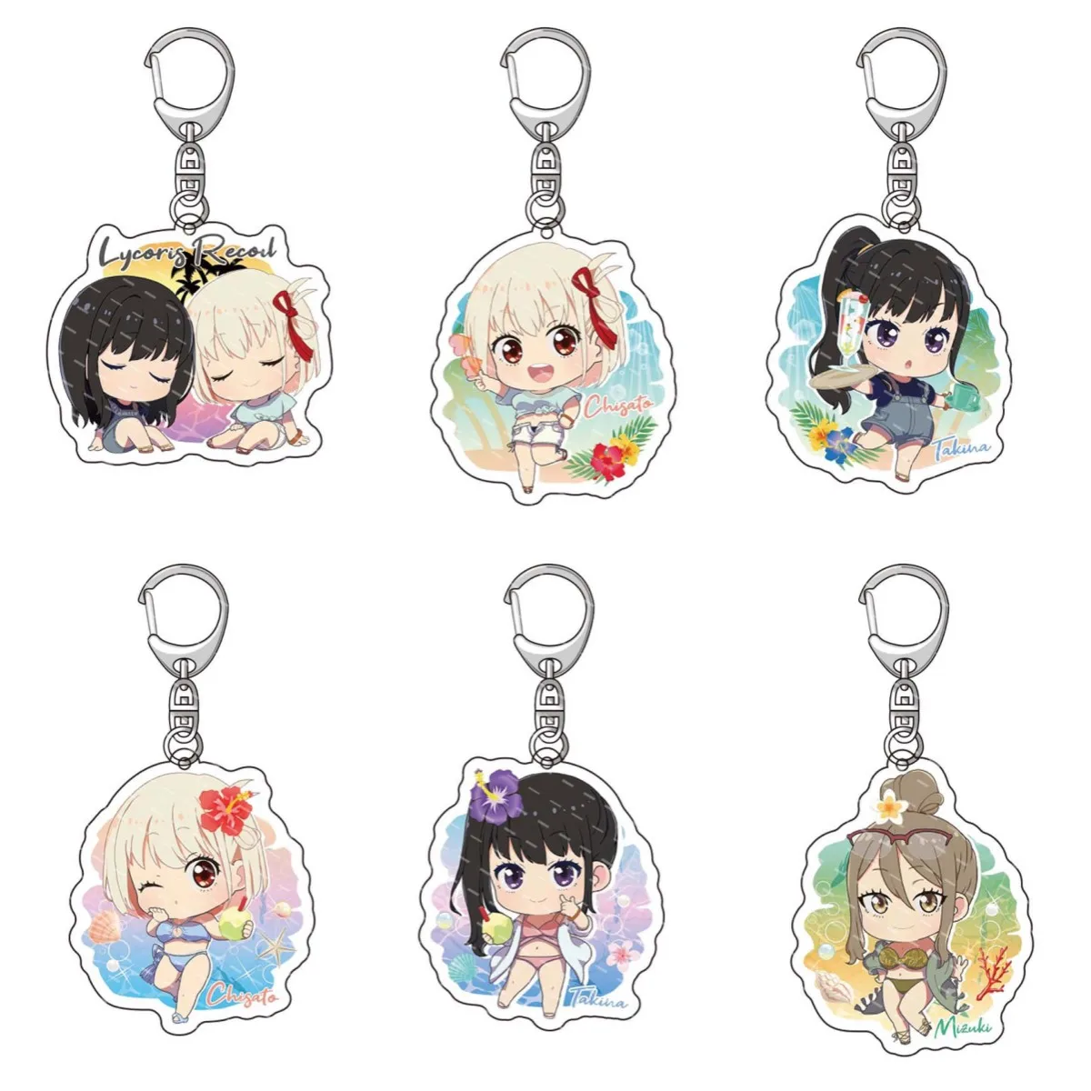 Cartonn Anime Lycoris Recoil Figures Nishikigi Chisato Inoue Takina Cosplay Acrylic Keychains Cute Bag Accessories Fans Gifts