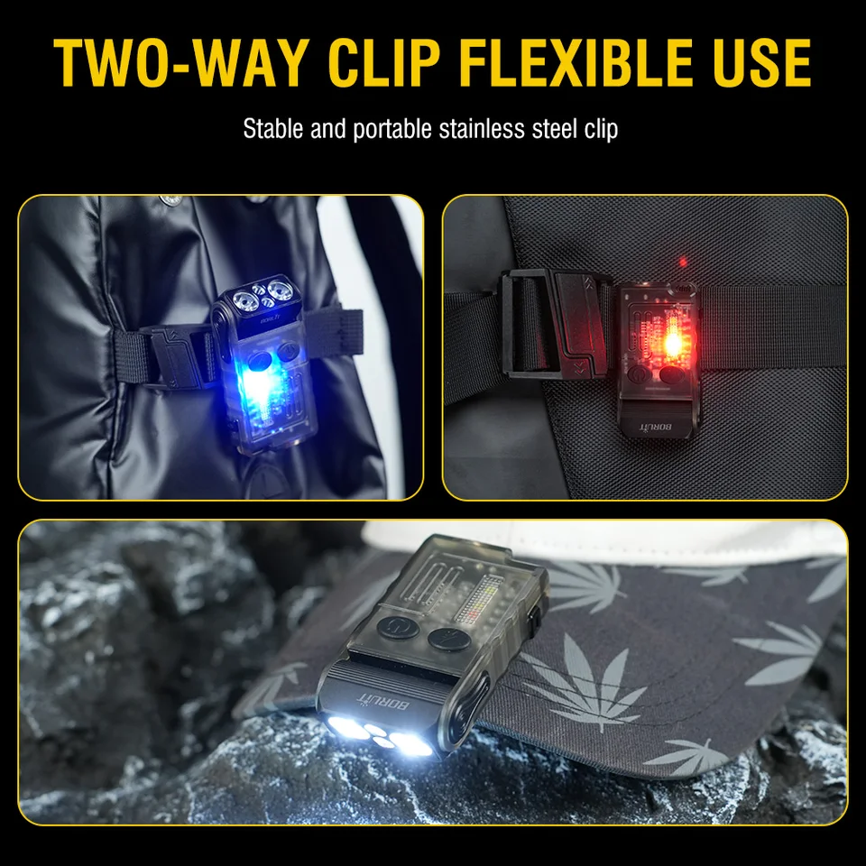 BORUIT V20 Lampe Torche UV 365nm 1000LM - Rotative 180° Avec Buzzer 110dB, Aimant Et Clip