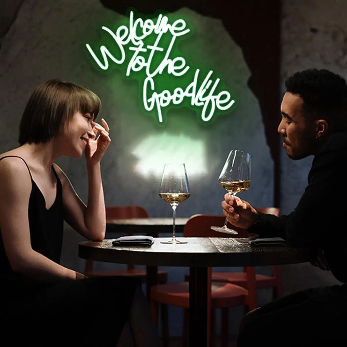 Welcom To The Goodlife Neon Signs LED Sign Neon Light Wall Decor for Bedroom Party Birthday Room Man Cave Gift for Family